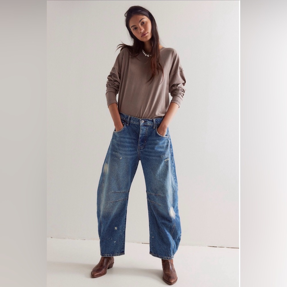 We The Free Good Luck Mid Rise Barrel Jeans